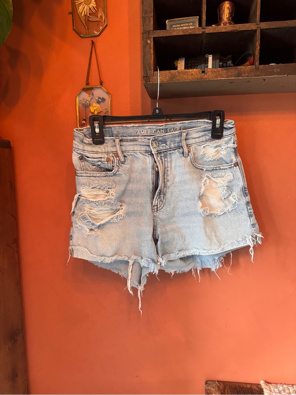 American Eagle Outfitters Light Wash Distressed Denim Jean Shorts